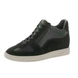 Vince Suede High Top Wedge Sneakers Womens Black Platform Shoe Hidden Lift 8.5